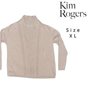 Kim Rogers XL Cable Knit Cardigan – Cream Neutral – Open Front